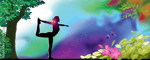Women working out in a natural environment. Physical exercise in the middle of nature.