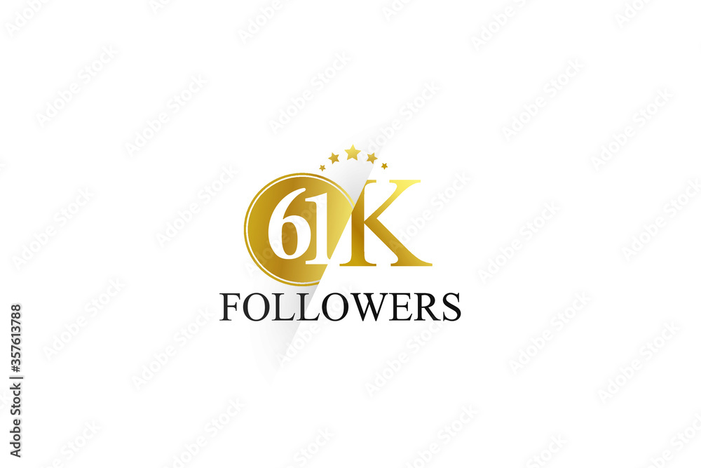 61K, 61.000 Follower Thank you simple design isolated on white background for social media, internet, website - Vector 61K, 61.000 Follower Thank you simple design isolated on white background for social media, internet, website - Vector
