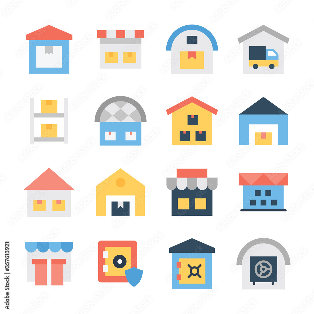 Delivery Garage Flat Icons Pack 
