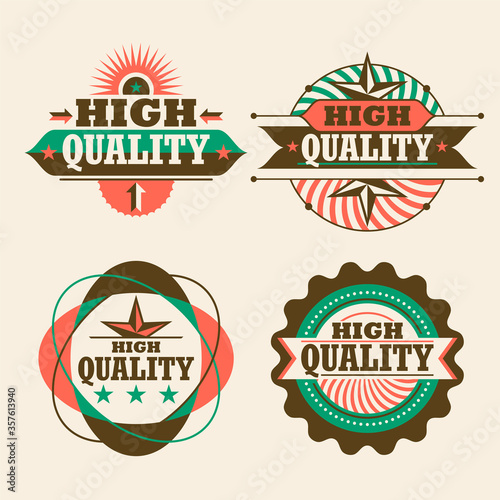 Set of retro style high quality stickers. Vector illustration.
