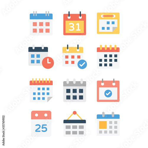 Table Calendar Flat Vectors Pack 