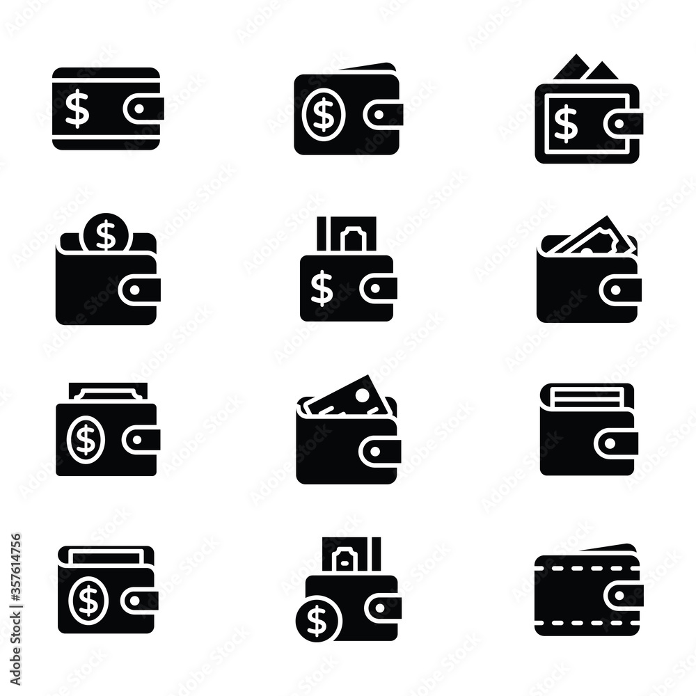 Digital Wallet Glyph Icons Pack Digital Wallet Glyph Icons Pack