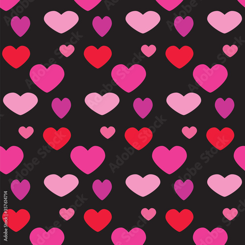 Seamless pattern with pink hearts on black board. Love concept. Design for packaging and backgrounds. Valentine's day spirit. Print for textile, clothes and design. Jpg file