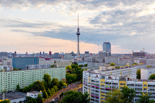 Berlin aerial cityscape view with tv tower