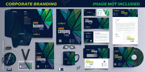 Corporate Branding identity template design. Modern Stationery Design Template On Dark
