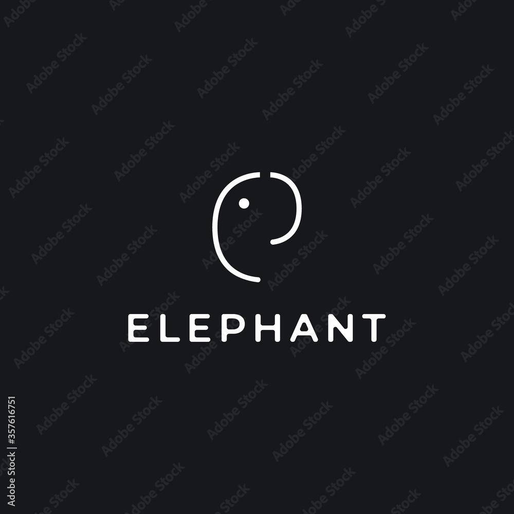cool abstract elephant head logo template, line art style logo cool abstract elephant head logo template, line art style logo