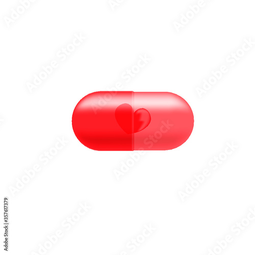 pills of love with red heart