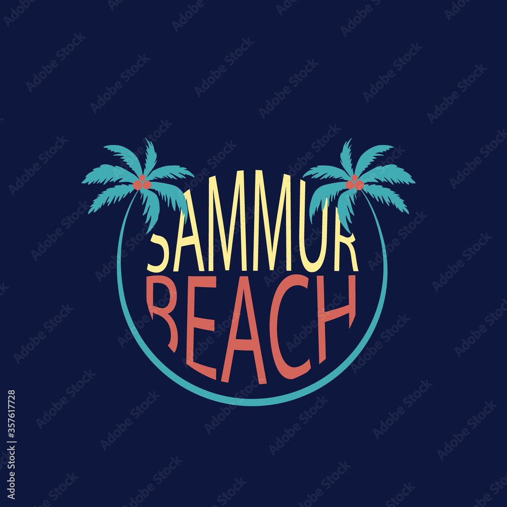 palm flower garden summer beach text line colorful tee illustration art vector