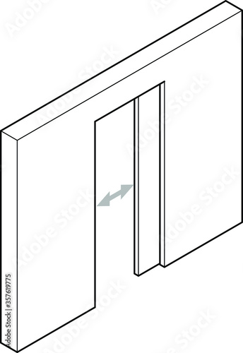 Line drawing of a pocket sliding door.