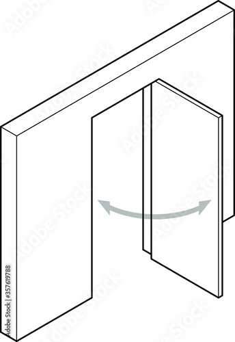 Line drawing of a simple swing door.