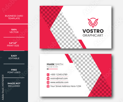 Corporate and Modern Business Card Design Template, Simple and Clean Business Card
