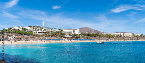 Landscape with Playa Blanca and Dorada beach, Lanzarote, Canary Islands, Spain