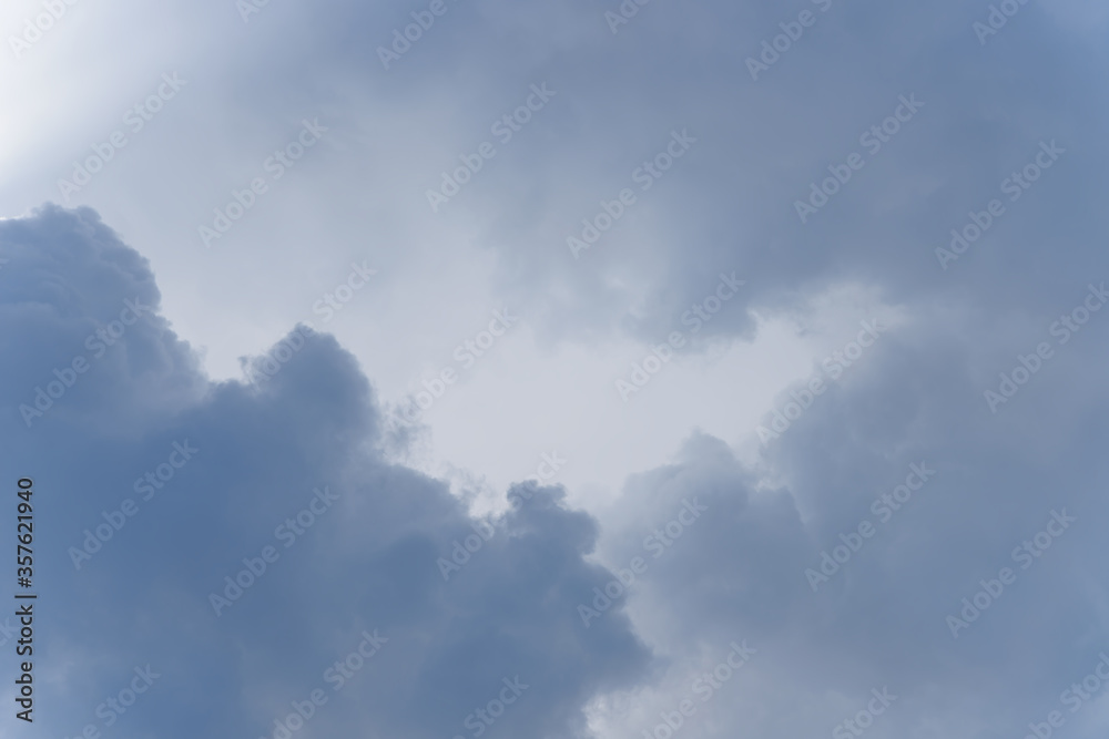Stormy rain big fluffy clouds. Dark sky. Natural scenic abstract background. Weather changes backdrop. Sky filled with voluminous clouds. Stormy rain big fluffy clouds. Dark sky. Natural scenic abstract background. Weather changes backdrop. Sky filled with voluminous clouds.