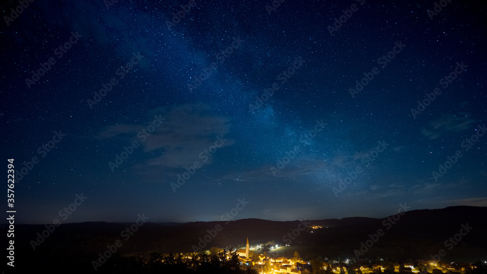 The milky way over Zell in Germany, Bavaria, Upper Palatinate