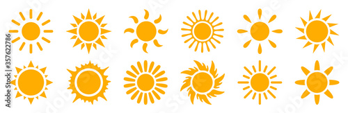 Set sun icons sign - stock vector