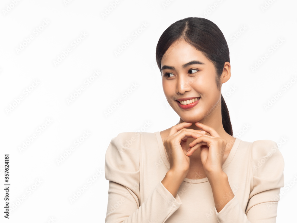 Portrait of young asian business woman smiling isolated on white background. Portrait of young asian business woman smiling isolated on white background.