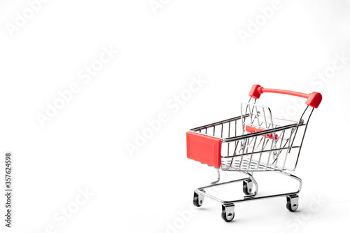 shopping cart four-wheel in red © topkritsada
