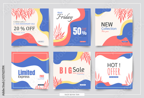 Social media sale collection posts. Promotional square banner colorful template  design. Vector  modern abstract for business website creative . 