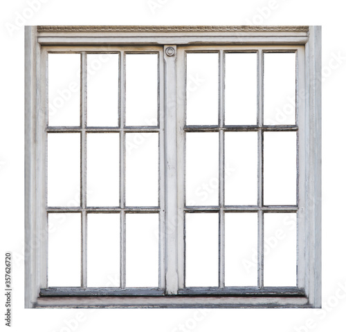 Old wooden window on white background