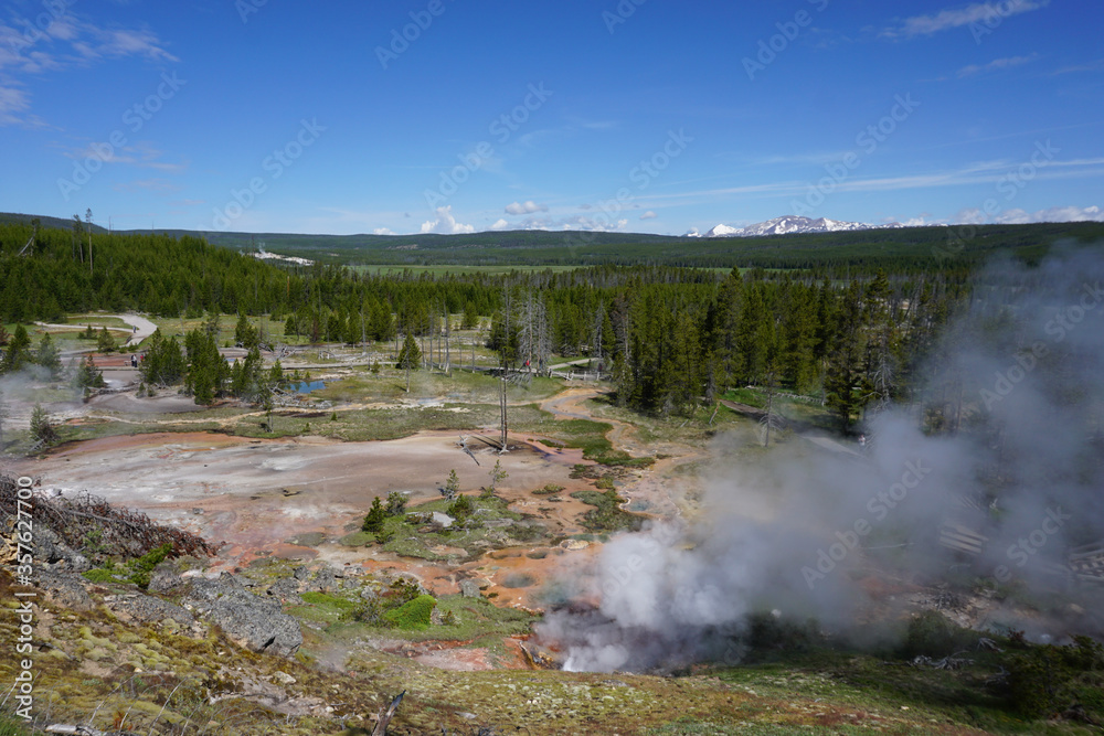 Artists Paintpots - Scenic volcanic landscape in Yellowstone National Park - Wyoming, United States