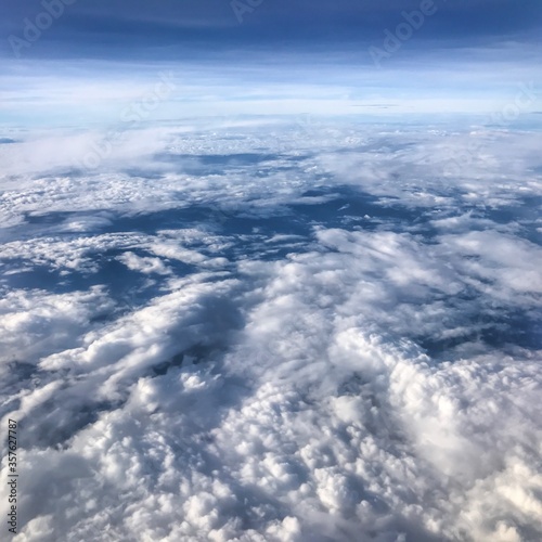Beautiful view of the sky from an airplane window.