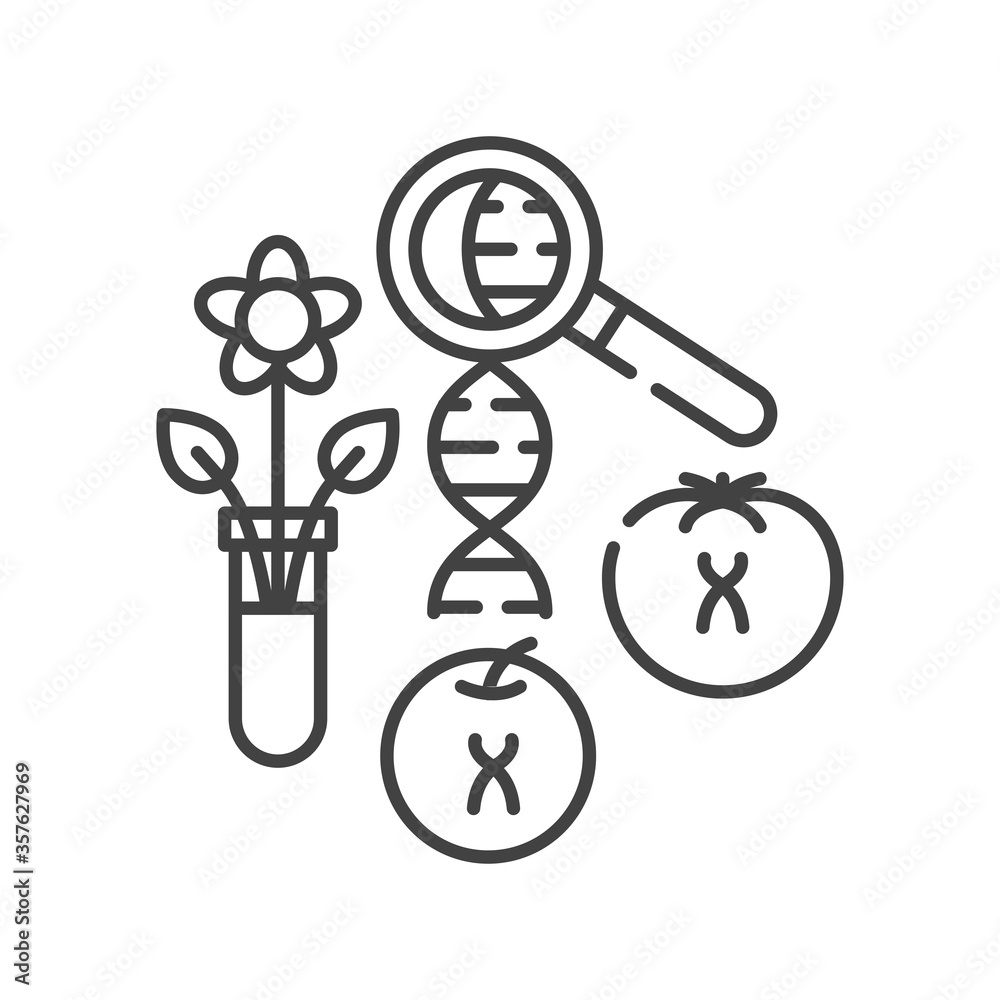 Genetically modified plant black line icon. Environmental problems. Sign for web page, app. UI UX GUI design element. Editable stroke Genetically modified plant black line icon. Environmental problems. Sign for web page, app. UI UX GUI design element. Editable stroke