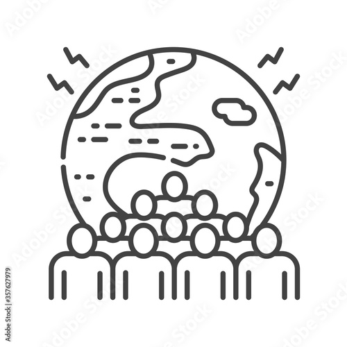 Overpopulation black line icon. Environmental problems. Sign for web page, app. UI UX GUI design element. Editable stroke.