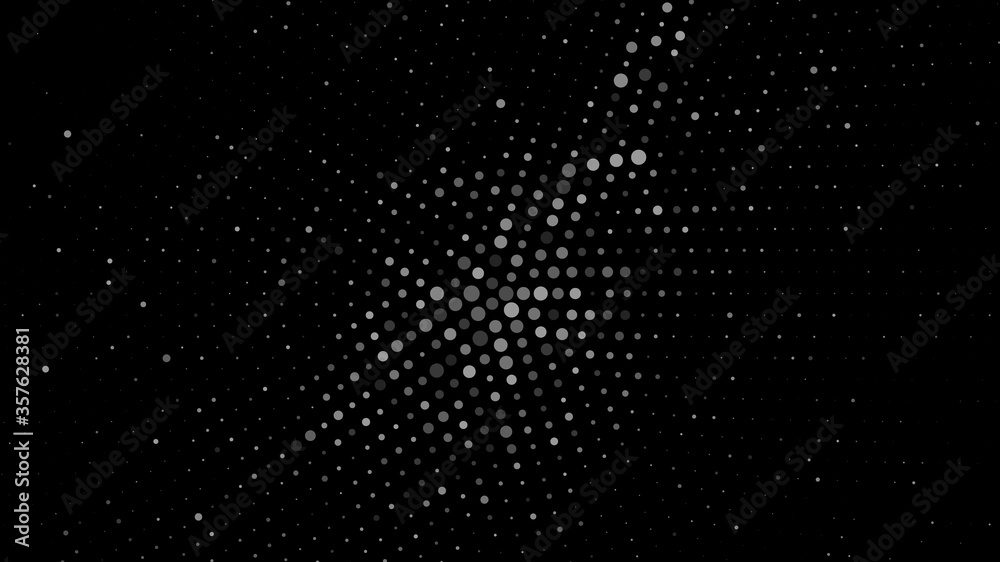 Abstract radial halftone background. Black and white vector illustration.