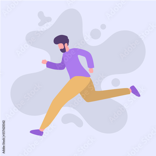 Illustration of running man. Outdoor activity. Alone. Vector illustration.