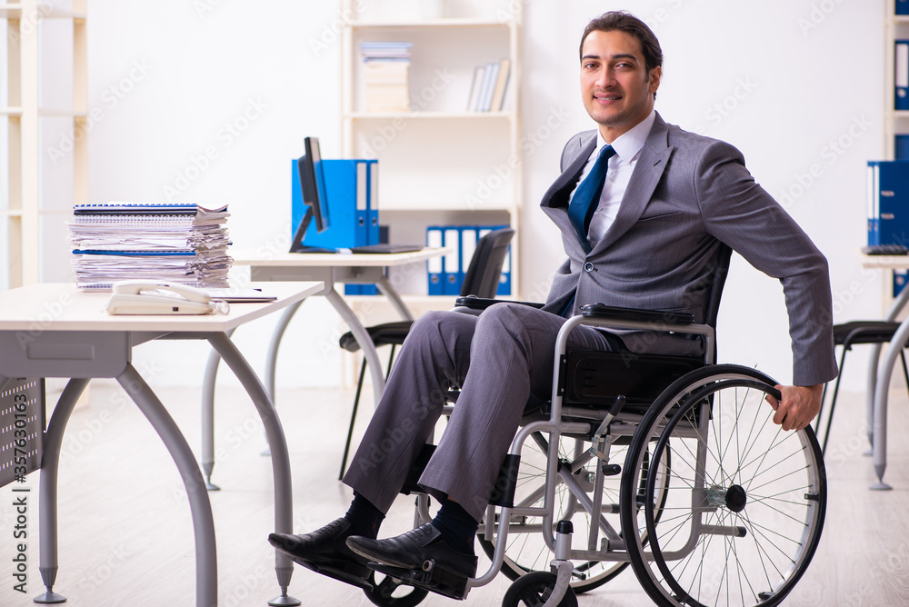 Disabled employee in the office Disabled employee in the office