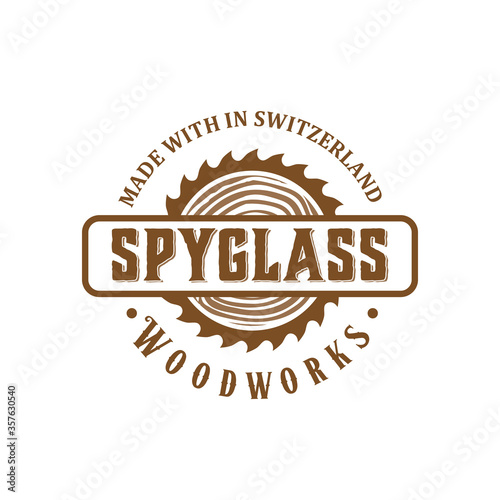 woodwork logo design template vector, vintage style.