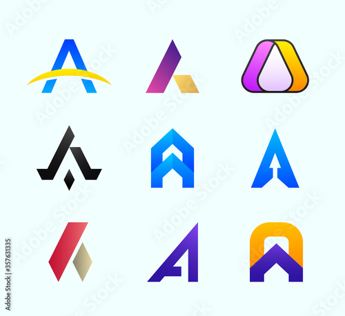 initial A logo design set