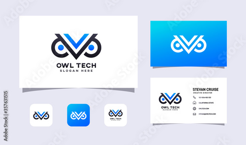owl head illustraion logo design