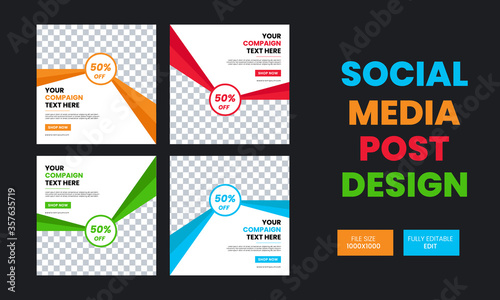 Social media template banner blog fashion sale promotion. fully editable instagram and facebook square post frame puzzle organic sale poster. element shape vector background