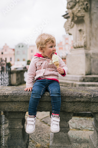 Portrait of little girl with ice cream