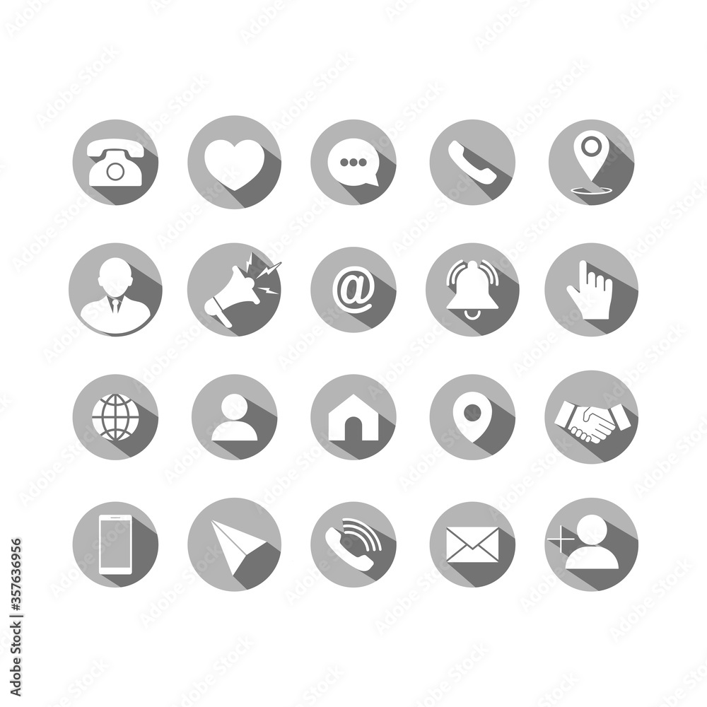 Set of business icons set modern button. Web, phone, mobile phone, mail on isolated background. Eps 10 vector Set of business icons set modern button. Web, phone, mobile phone, mail on isolated background. Eps 10 vector