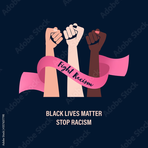 Black Lives Matter banner logo label background. Stop killing black people. Fight to racism.
