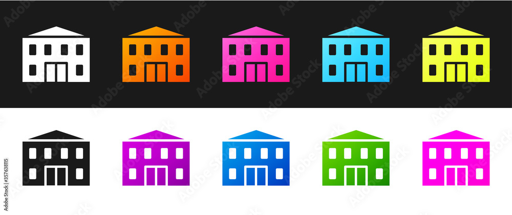 Set School building icon isolated on black and white background. Vector Illustration. Set School building icon isolated on black and white background. Vector Illustration.
