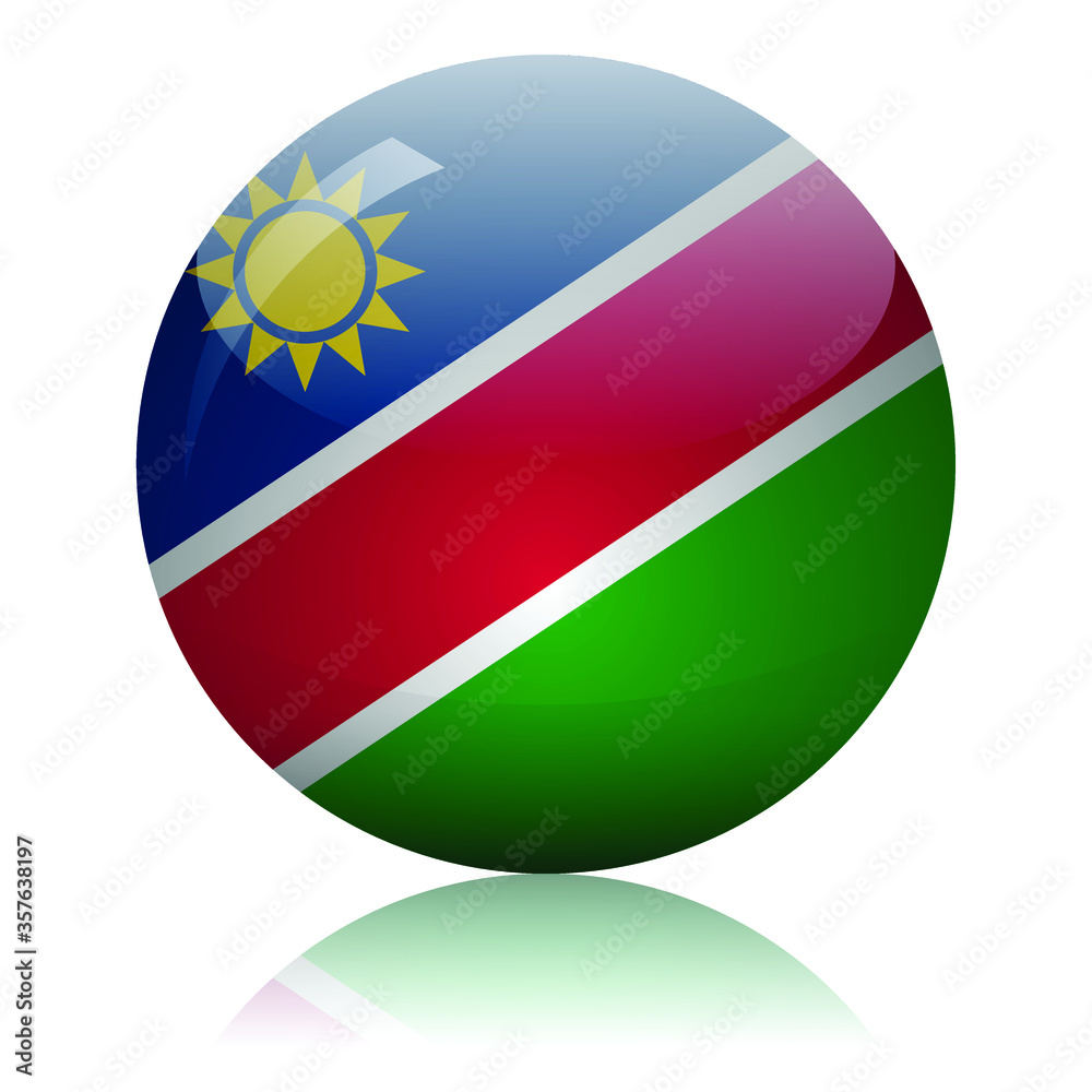 Fototapeta premium Namibian flag glass button vector illustration