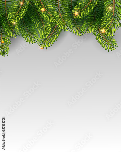 Christmas Tree Borders, Isolated On White Background, Vector Illustration.