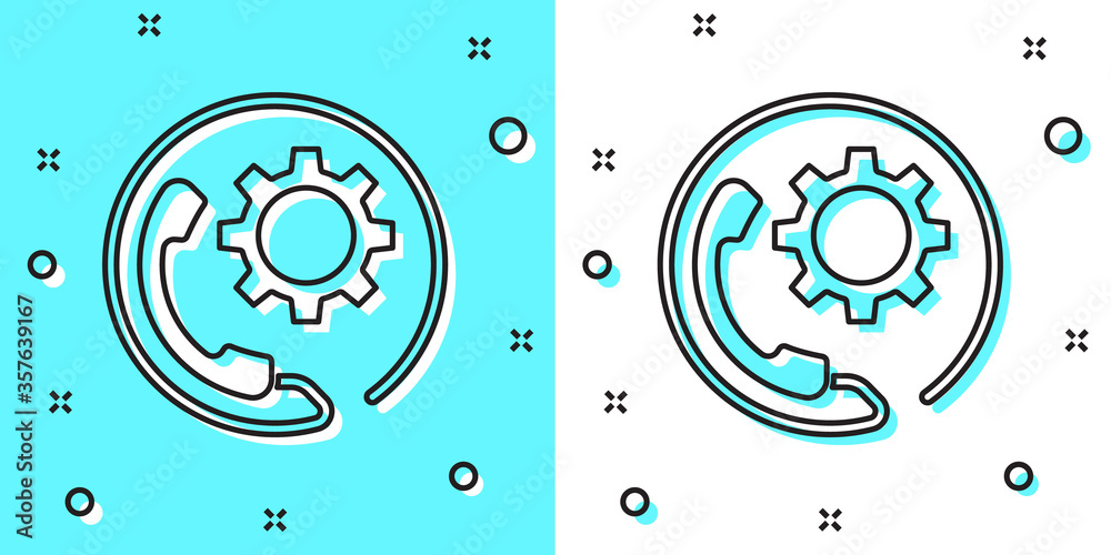 Black line Telephone 24 hours support icon isolated on green and white background. All-day customer support call-center. Full time call services. Random dynamic shapes. Vector Illustration. Black line Telephone 24 hours support icon isolated on green and white background. All-day customer support call-center. Full time call services. Random dynamic shapes. Vector Illustration.