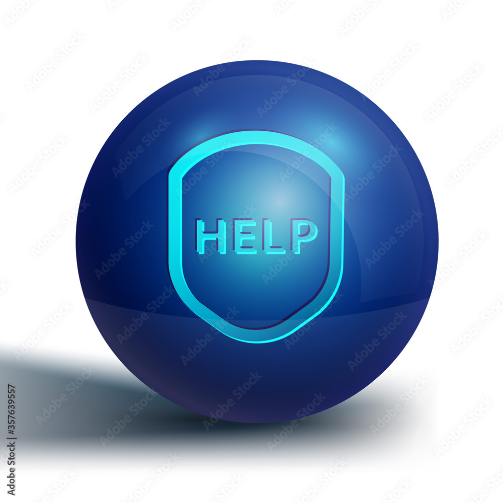 Blue Shield with text Help icon isolated on white background. Guard sign. Security, safety, protection, privacy concept. Blue circle button. Vector Illustration. Blue Shield with text Help icon isolated on white background. Guard sign. Security, safety, protection, privacy concept. Blue circle button. Vector Illustration.