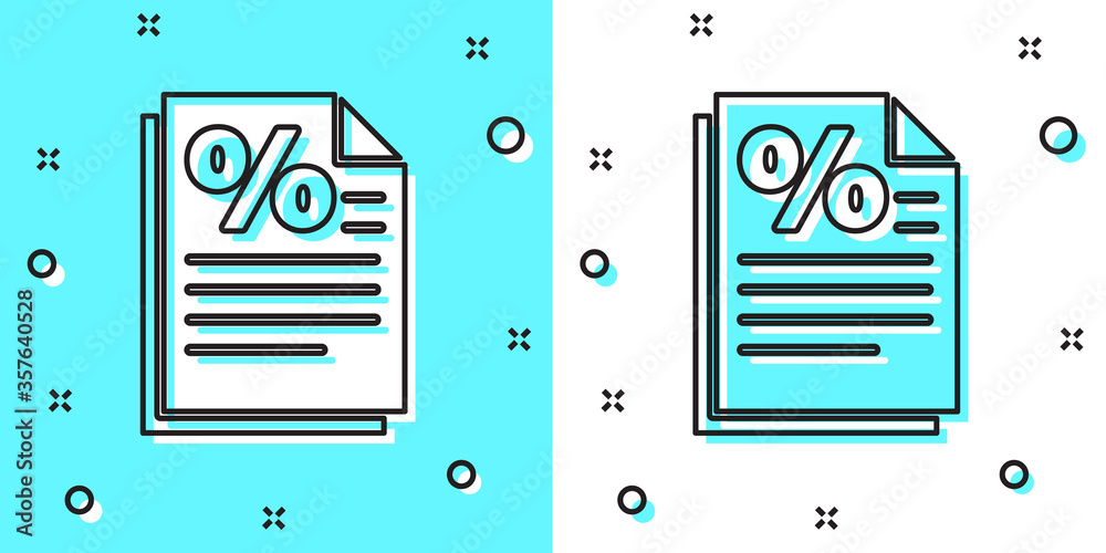 Black line Finance document icon isolated on green and white background. Paper bank document for invoice or bill concept. Random dynamic shapes. Vector Illustration. Black line Finance document icon isolated on green and white background. Paper bank document for invoice or bill concept. Random dynamic shapes. Vector Illustration.