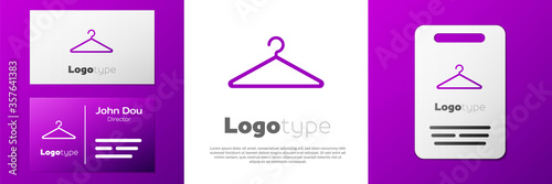 Logotype Hanger wardrobe icon isolated on white background. Cloakroom icon. Clothes service symbol. Laundry hanger sign. Logo design template element. Vector Illustration.
