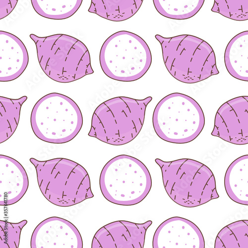 seamless pattern taro on white background
