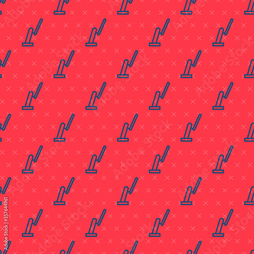 Blue line Windscreen wiper icon isolated seamless pattern on red background. Vector Illustration.