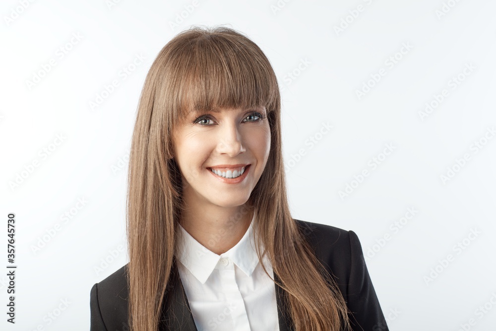 Portrait of happy young beautiful white businesswoman smiling. Copy space for text. Portrait of happy young beautiful white businesswoman smiling. Copy space for text.