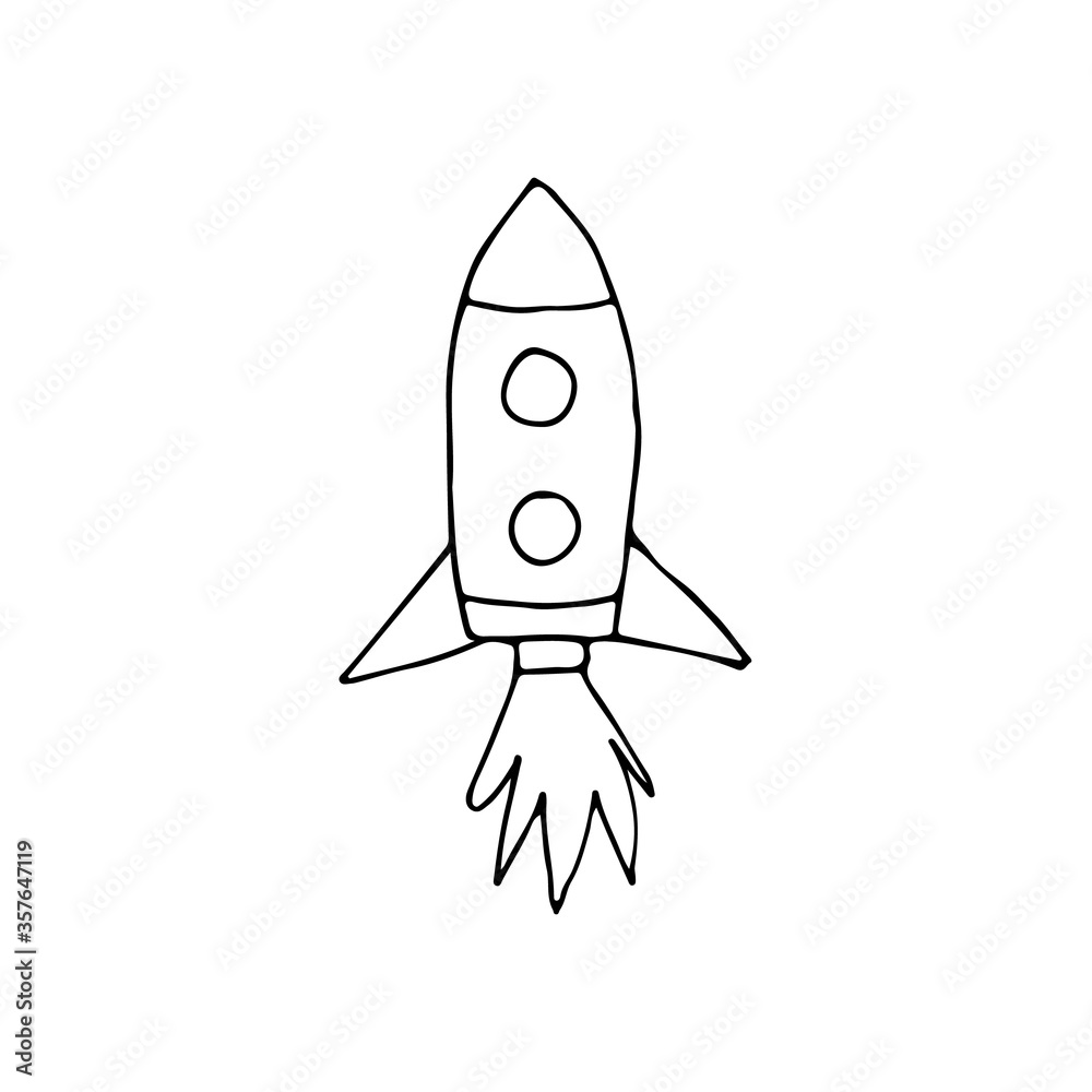 Doodle rocket icon in vector. Hand drawn rocket icon in vector Doodle rocket icon in vector. Hand drawn rocket icon in vector