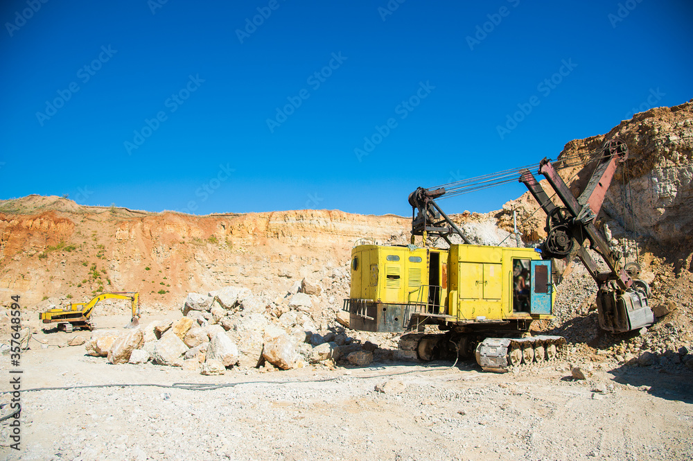 Production of stone at a forsaken quarry Production of stone at a forsaken quarry