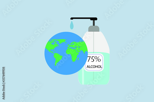 disinfector disinfects the earth, vector illustration, disinfection, fight against viruses, bacteria
